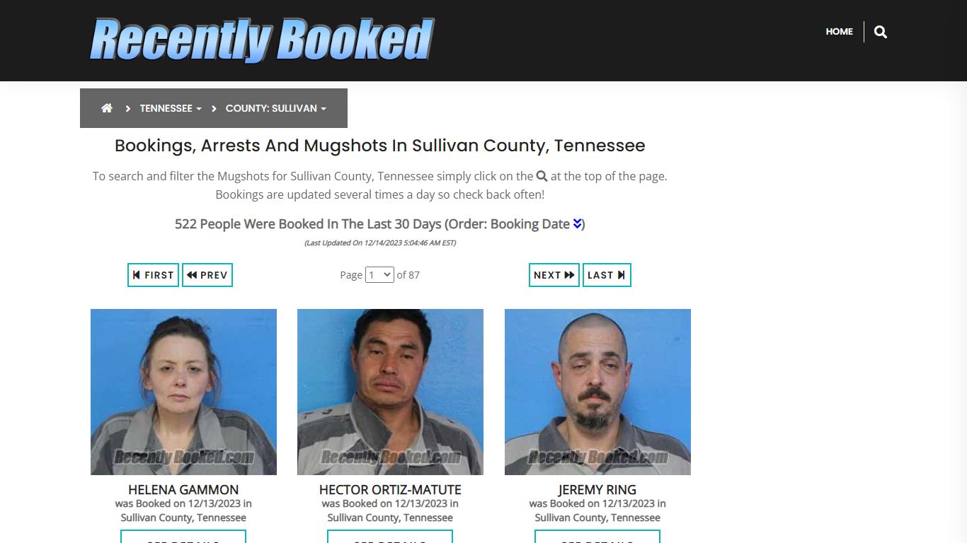 Bookings, Arrests and Mugshots in Sullivan County, Tennessee