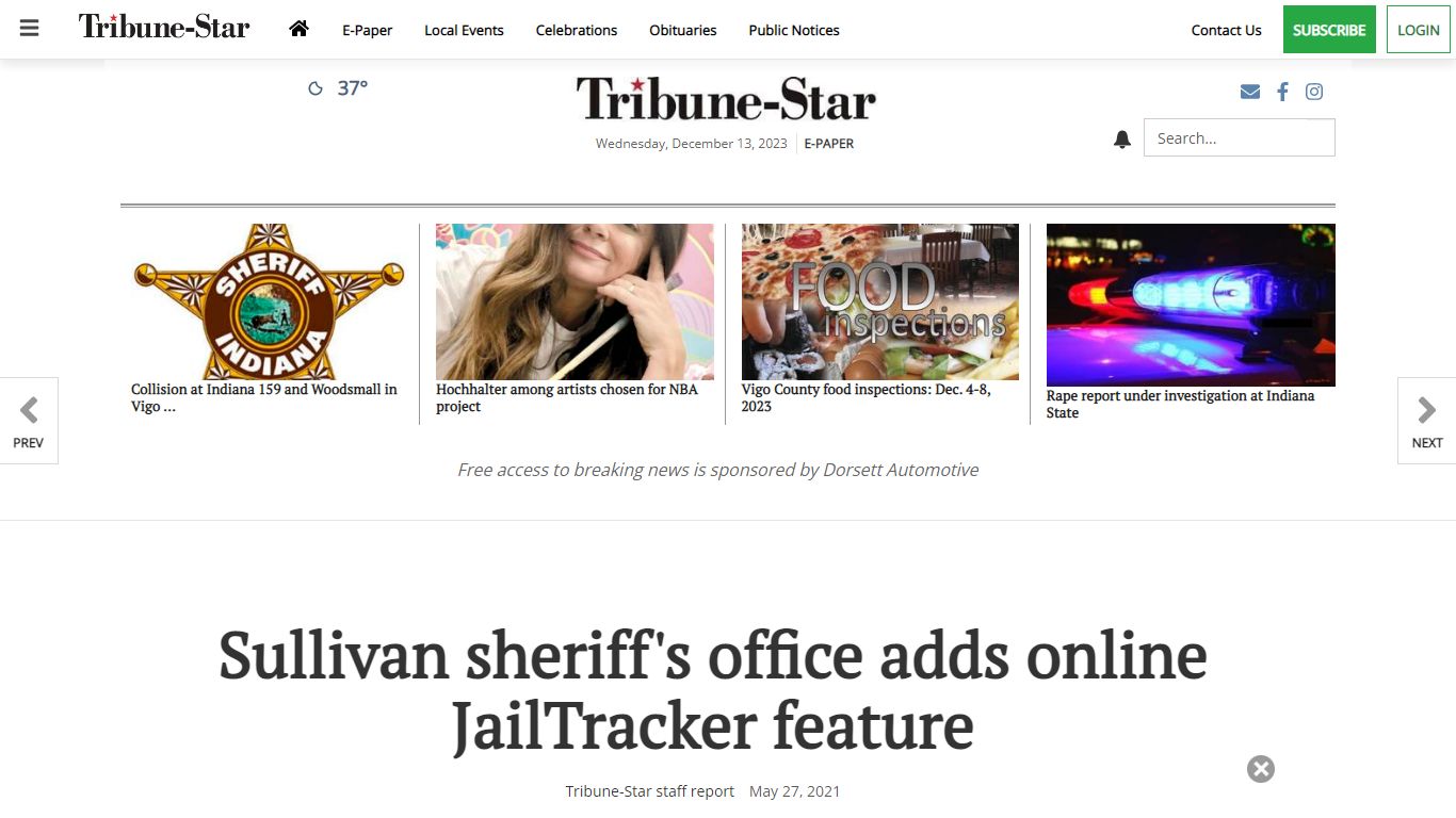 Sullivan sheriff's office adds online JailTracker feature